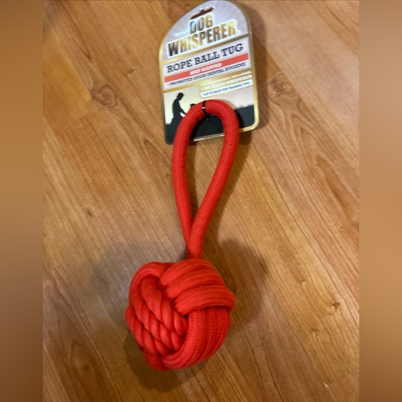 Dog Whisperer ~ Red Rope Ball Tug ~ Chicken Scented ~  Dog Toy - Picture 4 of 9